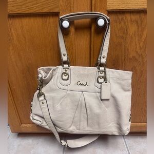 Coach Ashley Carryall Cream Leather Tote Bag